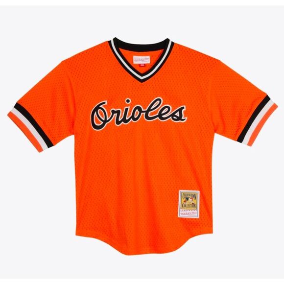 Youth L Cal Ripken Jr. Baltimore Orioles 1988 Orange Authentic Batting Practice - Picture 1 of 2